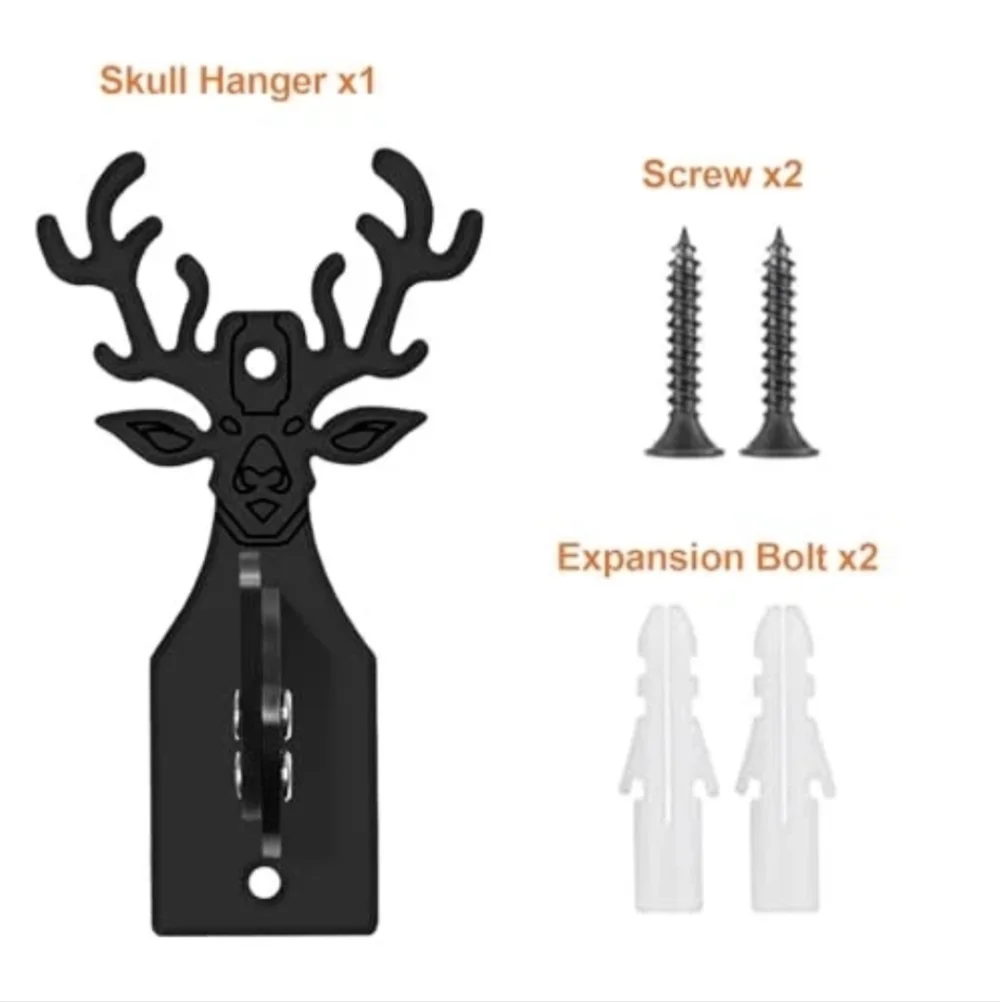 European Animal Black Coated Skull Wall Mount Decor Set Of Two